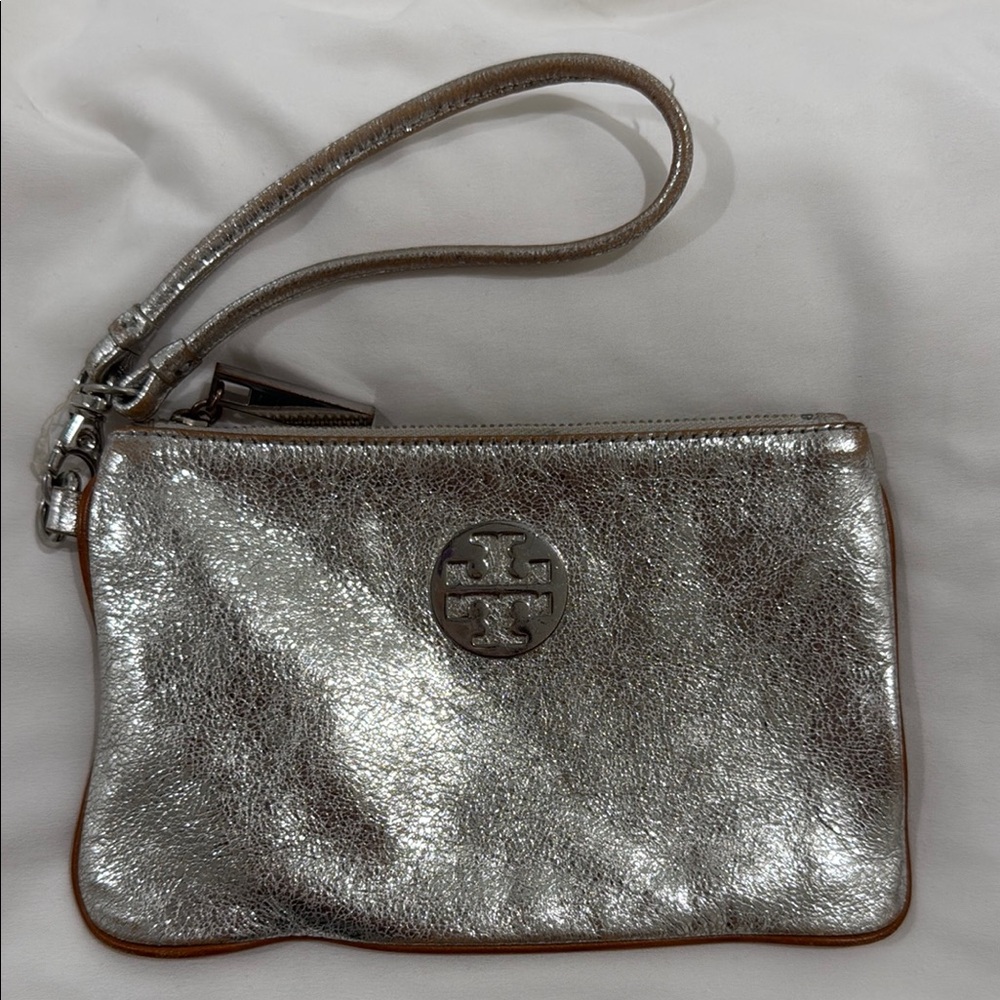 Tory Burch Silver Wristlet Clutch